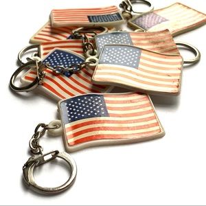 8 Vintage Plastic American Flag Keychain ornaments